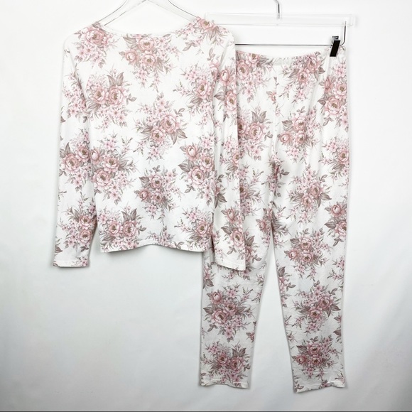 Flora Nikrooz Ivory Floral Print Henley PJ Set Sma - Picture 2 of 9